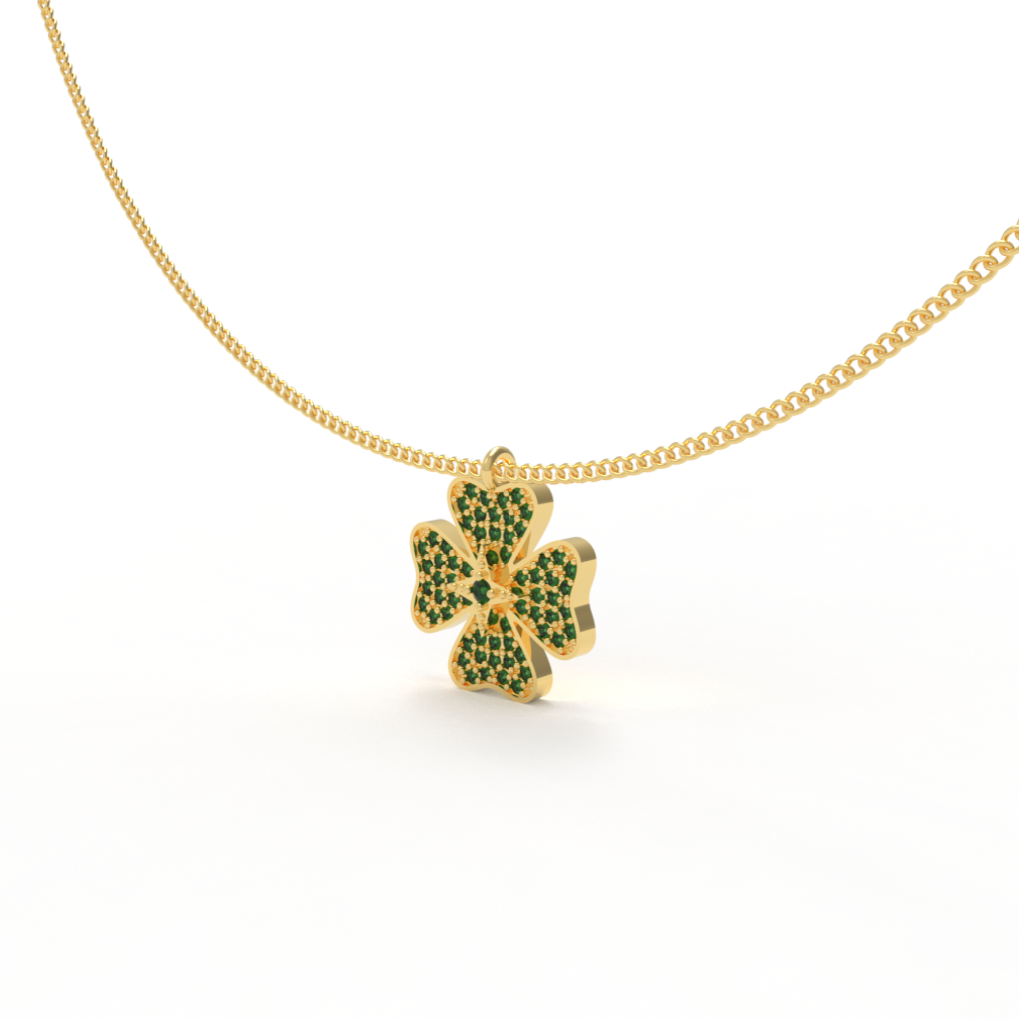 TSavorite Clover Leaf Pendant With Chain, Hallmarked 925 Sterling Silver